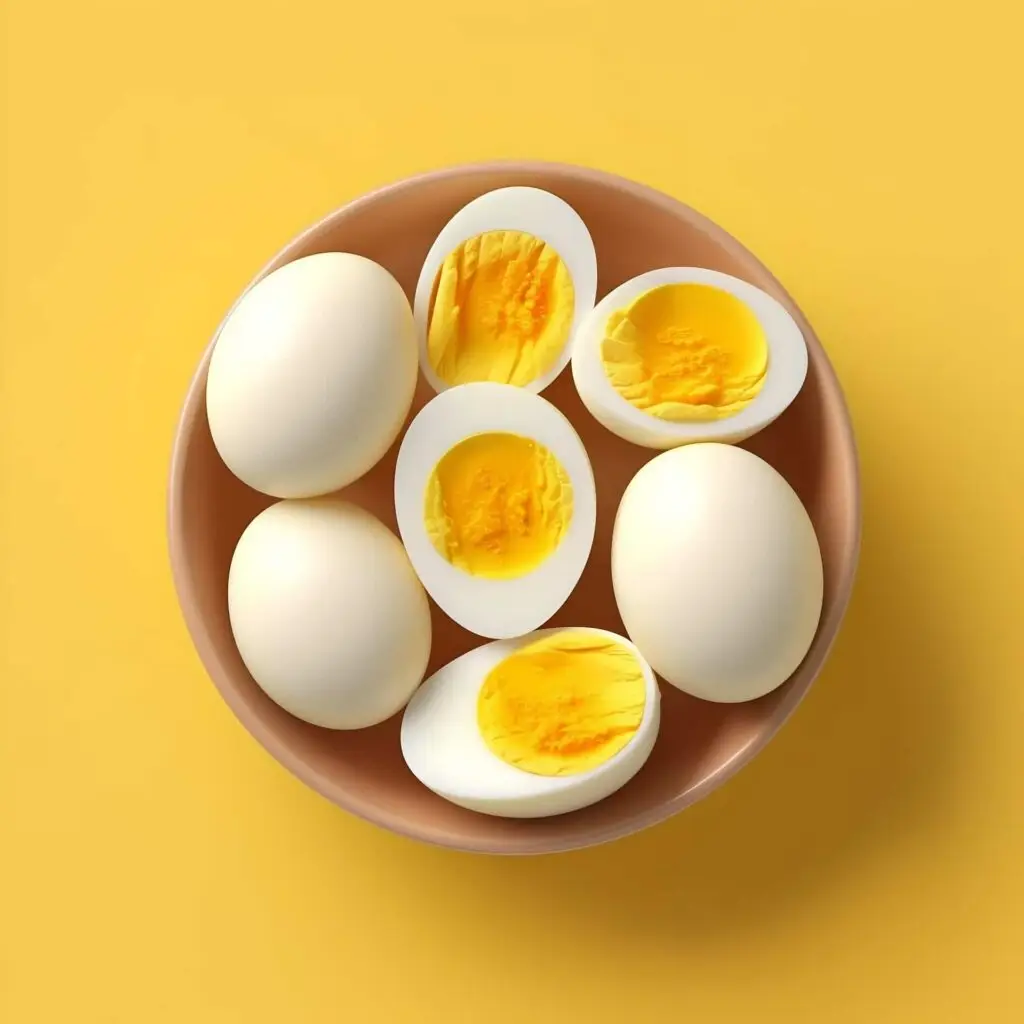 Boiled eggs in a bowl, a healthy protein option for a full English breakfast